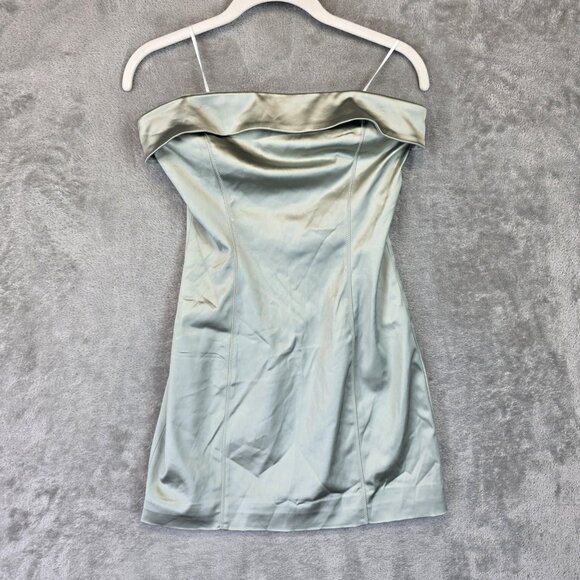 Aritzia TEN Shimmer Tube Dress Womens 6 Strap Mini Party Formal Satin Sage  Green